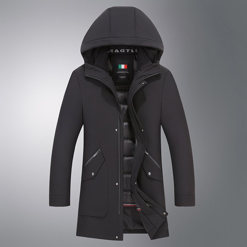 新品登場ダウンジャケット、メンズ、冬、新しいメンズダウンジャケット、フード付き、取り外し可能なダウンライナー、メンズウォームダウン拍卖