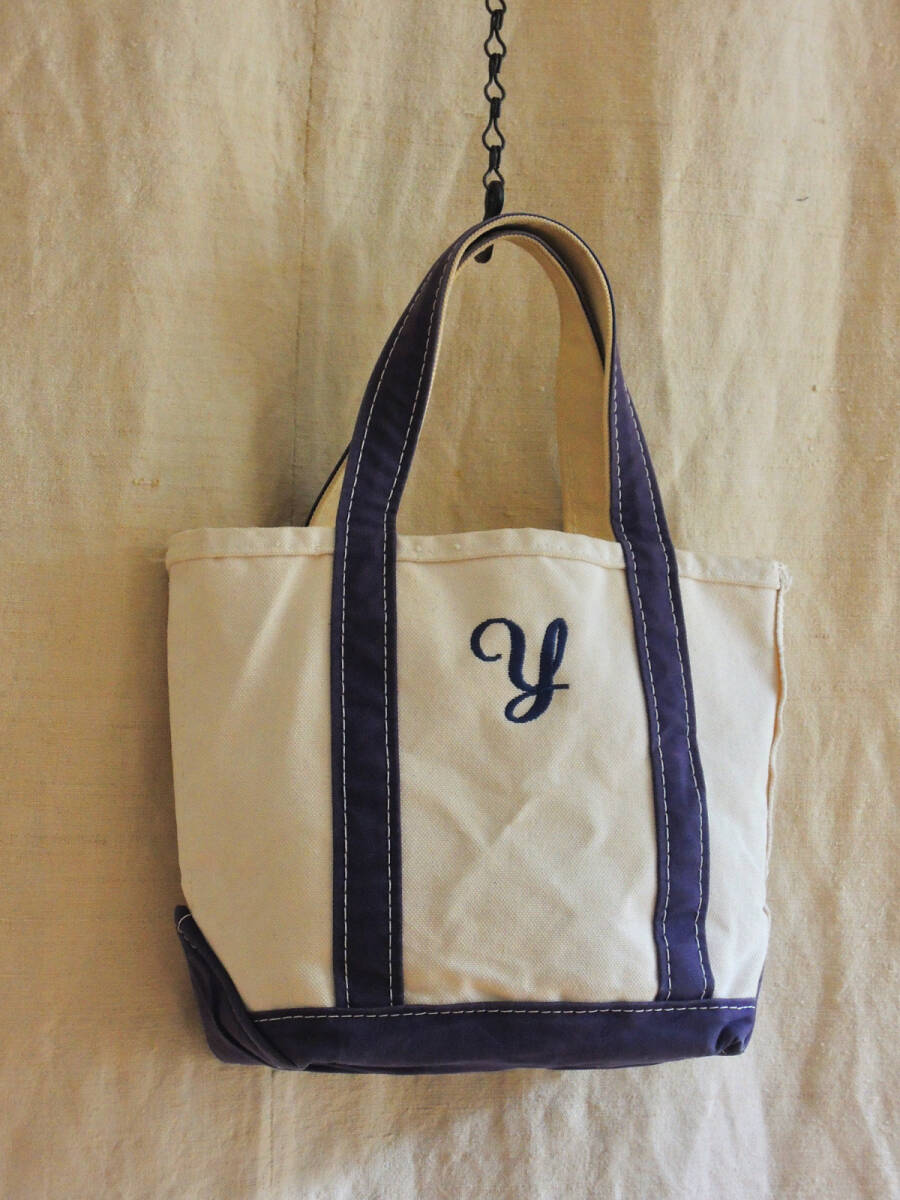 80s 90s ビンテージ USA LL BEAN エルエルビーン 肉厚コットンキャンバス 紺白 帆布 トートバッグ 鞄 TEMBEA FILSON BRADY RRL 45RPM 70s拍卖