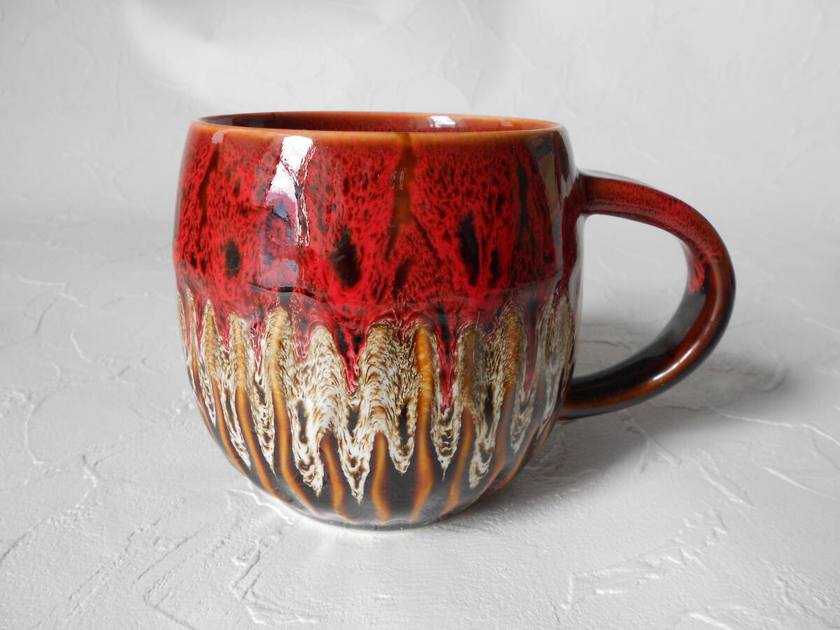 ティータイム! ☆レッドかけ流し・大マグカップ☆ 新品 コーヒー 紅茶 ミルク ラテ エスプレッソ ギフト拍卖