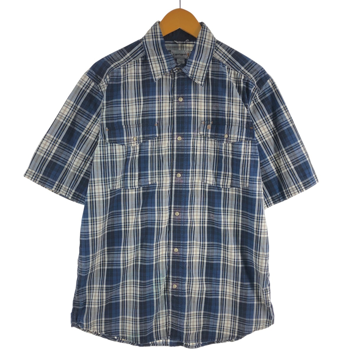 古着 カーハート Carhartt RELAXED FIT チェック柄 半袖 ワークシャツ メンズL相当 /eaa562723拍卖
