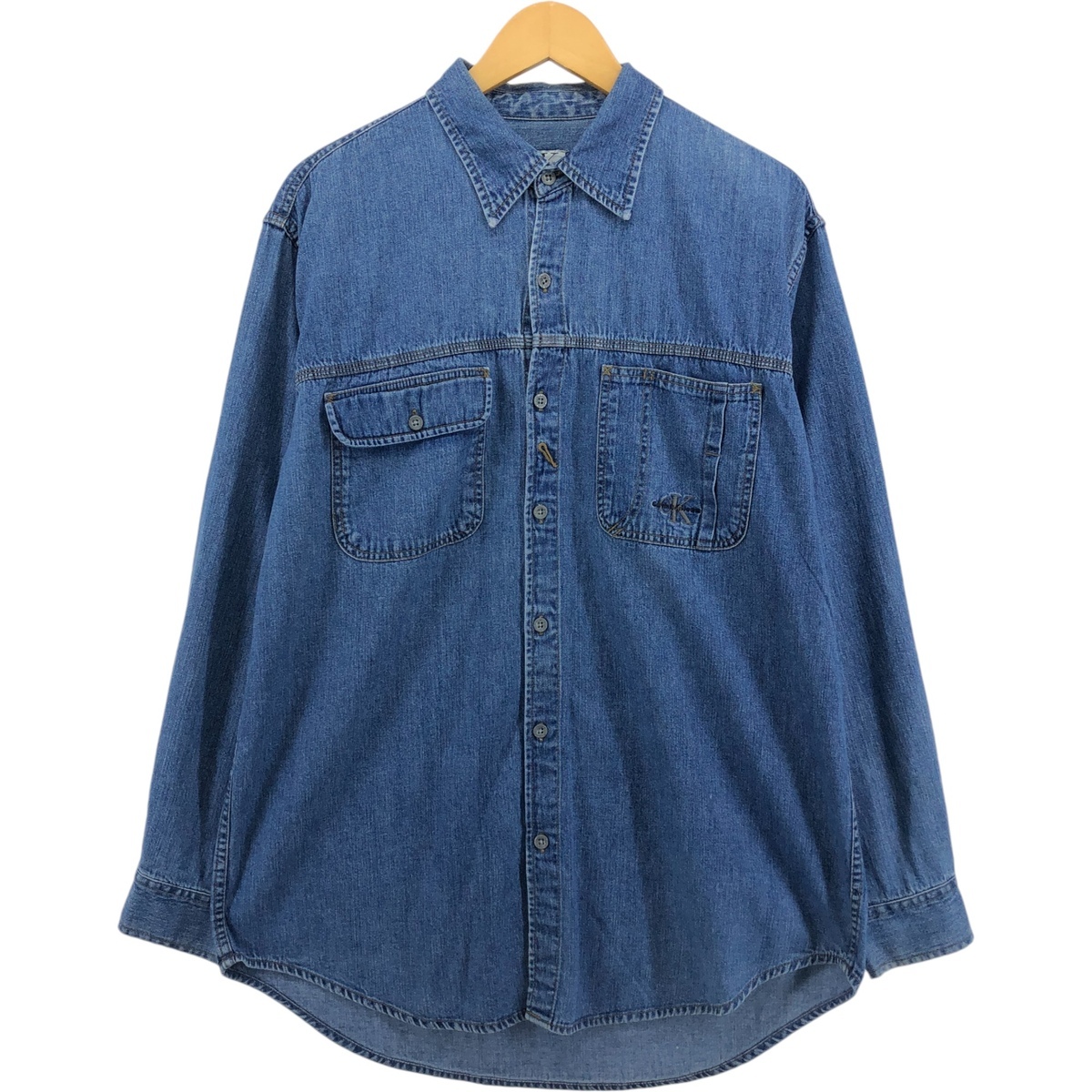 古着 90~00年代 カルバンクライン Calvin klein JEANS 長袖 デニムシャツ メンズM相当 ヴィンテージ /eaa565341拍卖