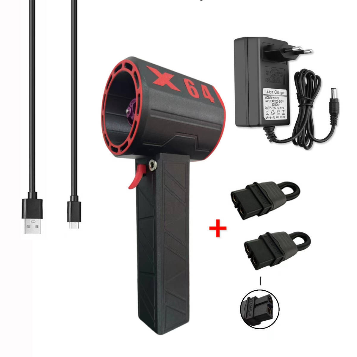 新品未使用ブロワー ミニジェットファン x64 強力 花粉対策 庭掃除 雑草 除草除雪 暴風強力 手持ちブロワージェット 車 黒*赤拍卖