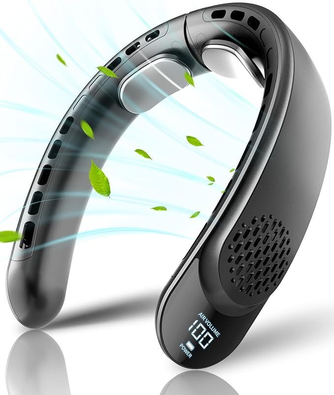 人気ネッククーラー首掛け扇風機 クーラーネック扇風機2つ冷却プレート3段階風量調節小型 軽量 4000mAh 首かけ 羽なし静音瞬間冷却ブラック拍卖