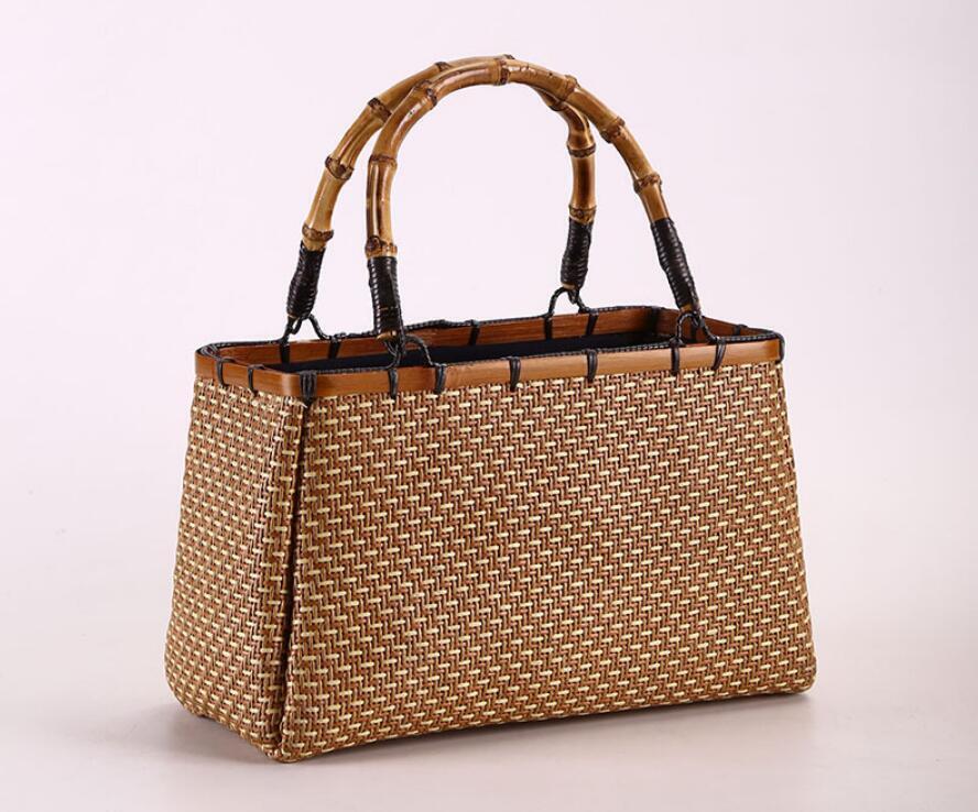 新品未使用新品 上質かごバック 籐かご 籠バッグ 網代バッグ 天然素材 トートバッグ 籠 バッグ 内布付き ハンドメイド レディース 竹持ち手拍卖