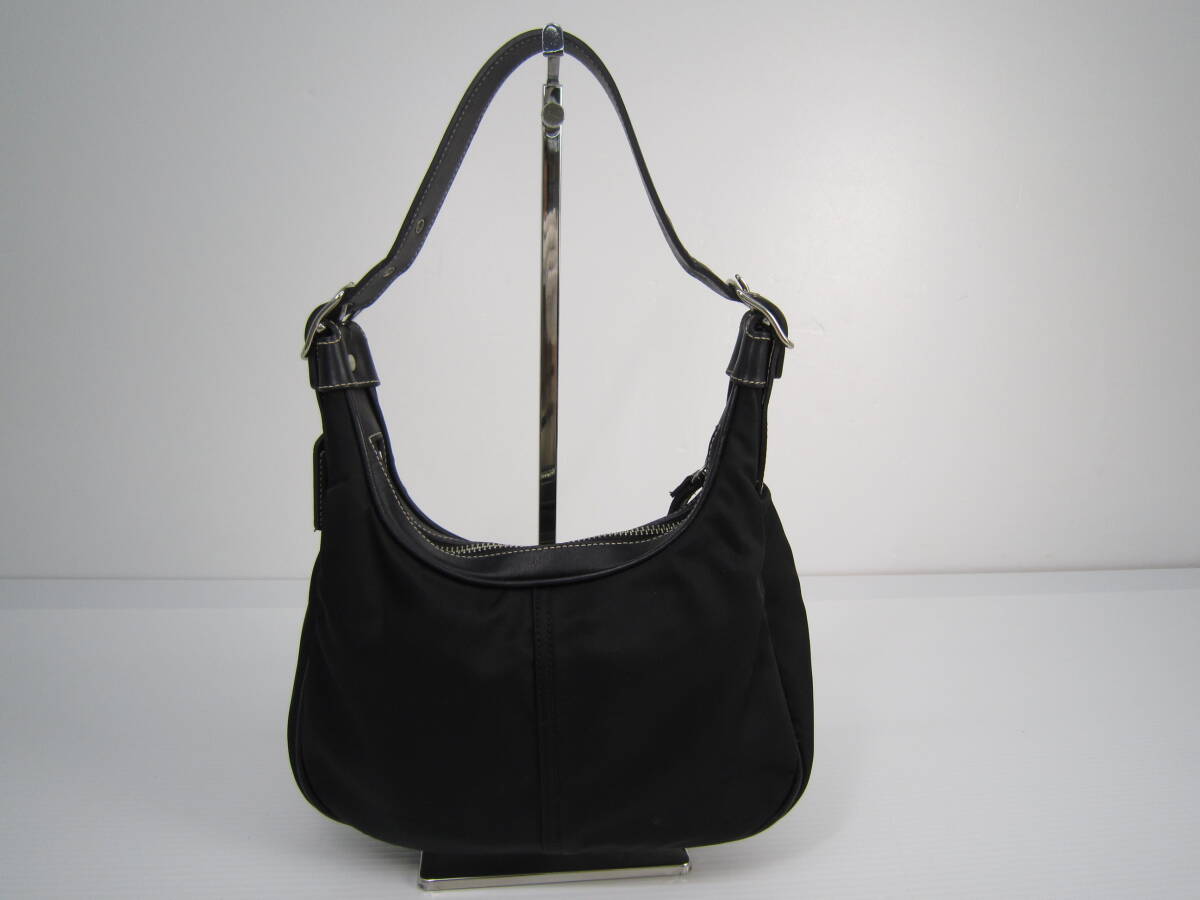 2507M1111 【1円~】COACH コーチ 4449 黒 ブラック ナイロン レザー ハンドバッグ ワンハンドルバッグ ショルダーバッグ拍卖