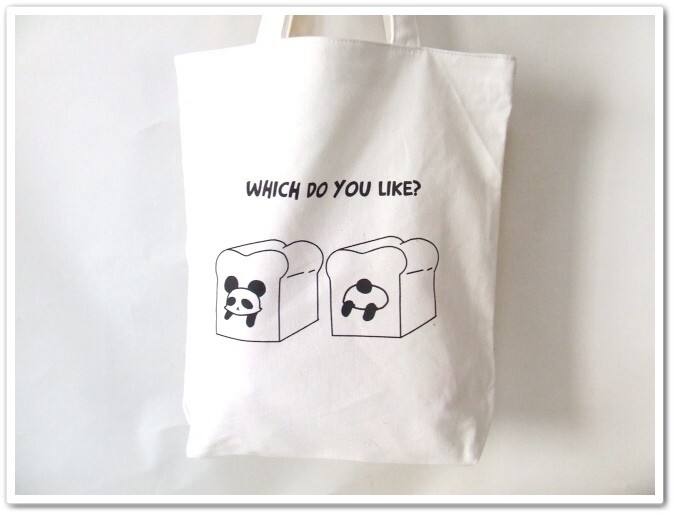 レディース&女の子向けパンダイラスト天ファスナー帆布キャンバストートバッグ/WHICH拍卖