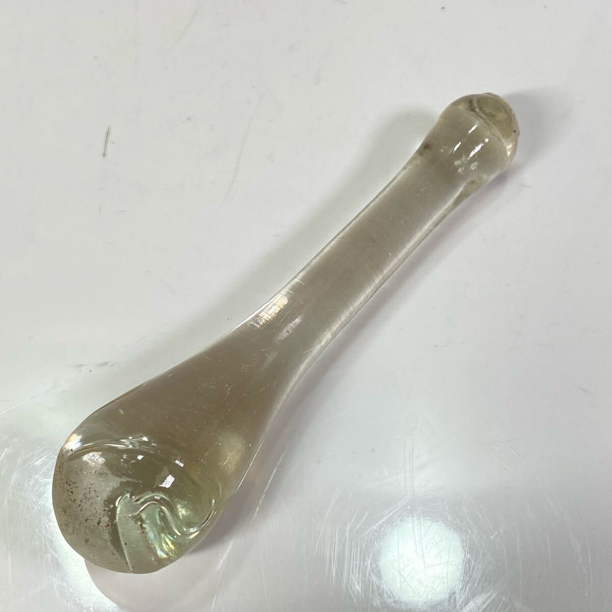 ガラス製 乳棒 すりこぎ 気泡硝子 古道具 古雑貨 置物 インテリア 飾 レトロ拍卖