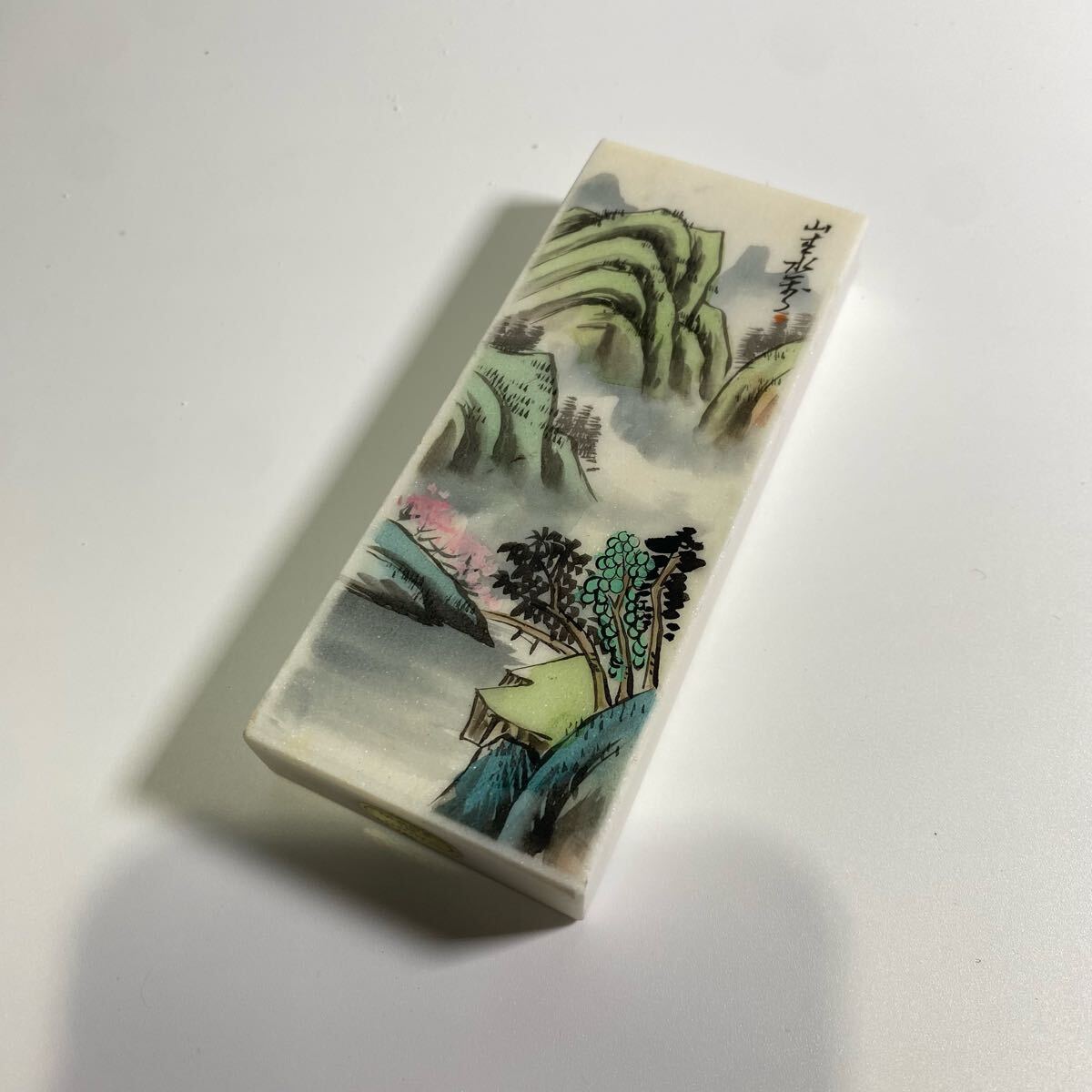 白雲石 大理石 文鎮 山水画 中国美術 ペーパーウエイト 置物 インテリア 飾 民芸品 土産物拍卖
