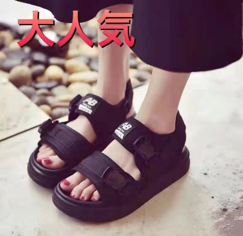 ベルトブラック23.5cm レディース 厚底スポーツサンダル 黒拍卖