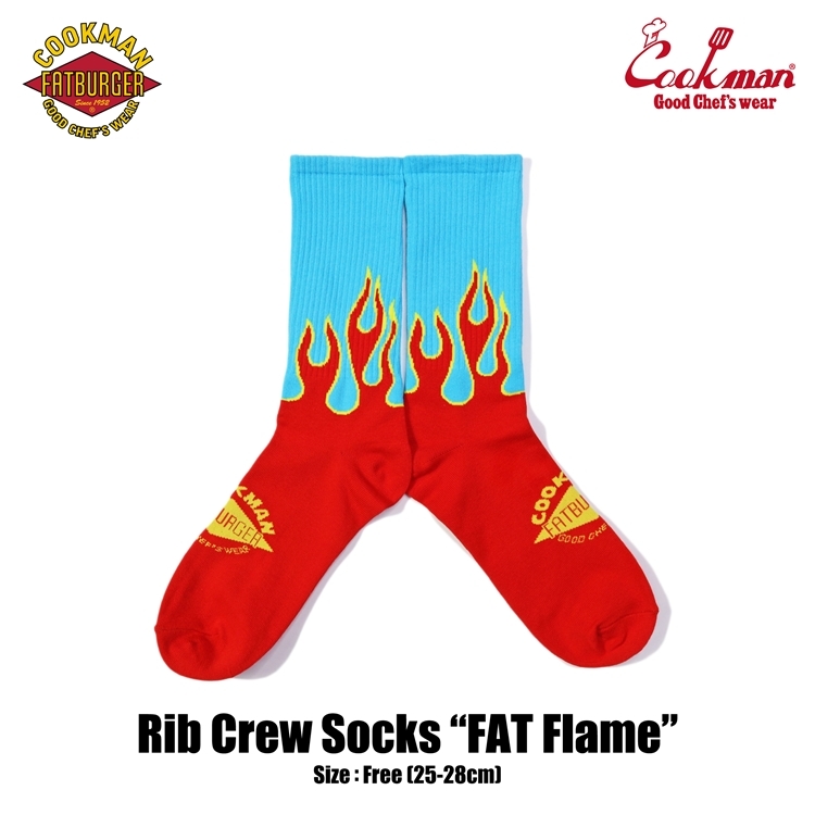 COOKMAN/クックマン ソックス  靴下  Rib Crew Socks 『FAT Flame』US 6-12 (24-30cm相当)拍卖