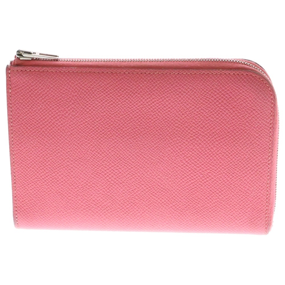 HERMES エルメス Remix Duo リミックスデュオ ラウンドジップ レザーウォレット A刻印 ピンク/オレンジ拍卖