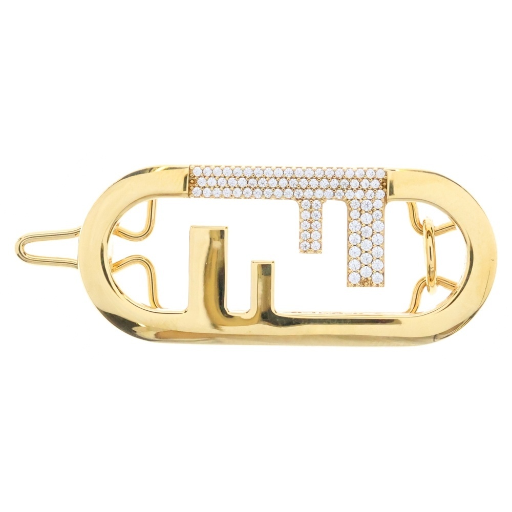 FENDI フェンディ オーロックラインストーンヘアクリップ ヘアピン ゴールド拍卖