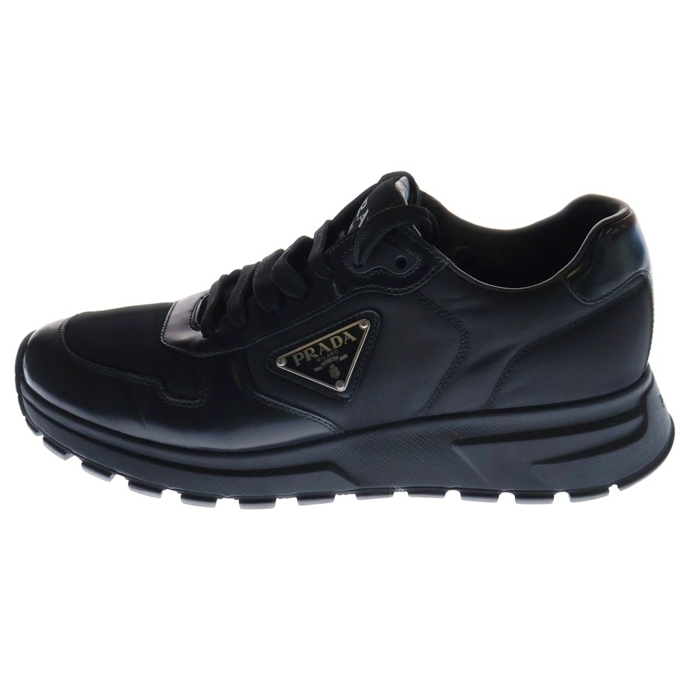 PRADA プラダ PRAX 01 Re-Nylon ブラッシュドレザー ローカットスニーカー ブラック 2EE369拍卖