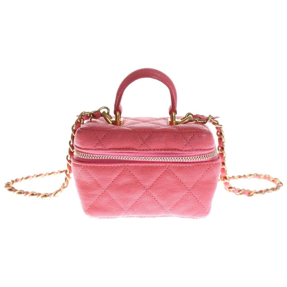 CHANEL シャネル ココマーク ミニバニティ マトラッセ ソフトキャビア チェーンショルダーバッグ ピンク レディース拍卖