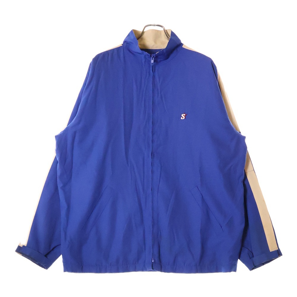 STUSSY ステューシー 90s 紺タグ ロゴ刺繍 オーバーサイズナイロントラックジャケット ブルー拍卖