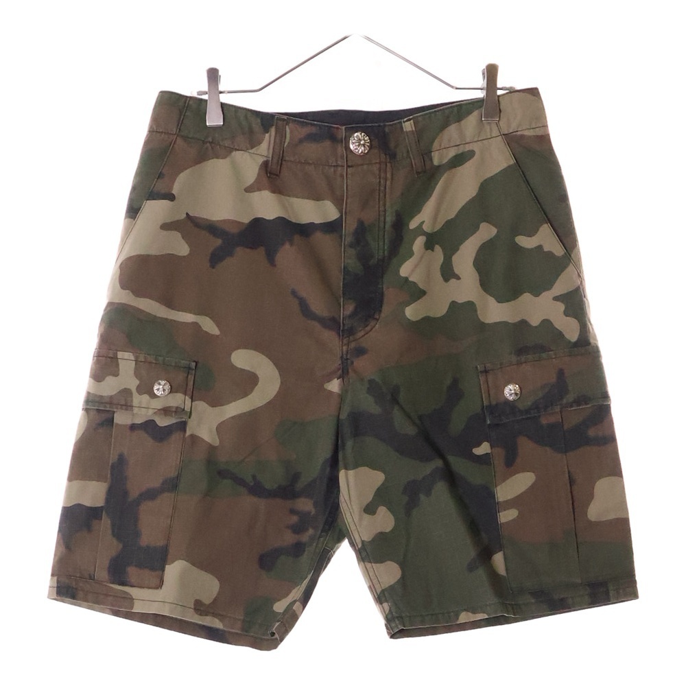 CHROME HEARTS クロムハーツ パッチ付き ボタンフライ カモ柄 ショートカーゴパンツ カーキ拍卖