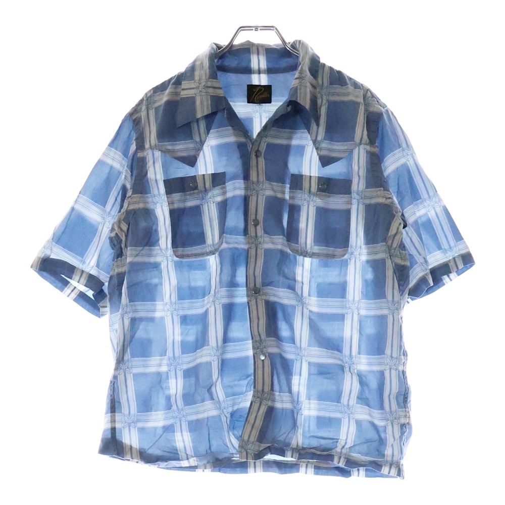 Needles ニードルス S/S COWBOY ONE-UP SHIRT 半袖レーヨンシャツ チェックシャツ ブルー MR180拍卖