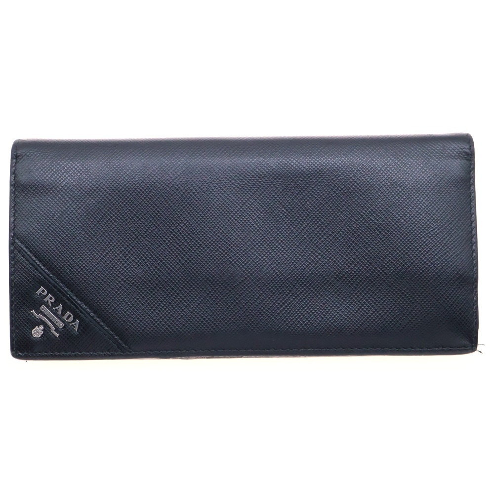 PRADA プラダ サフィアーノ ロゴ レザーロングウォレット 二つ折り長財布 ブラック 2MV836拍卖