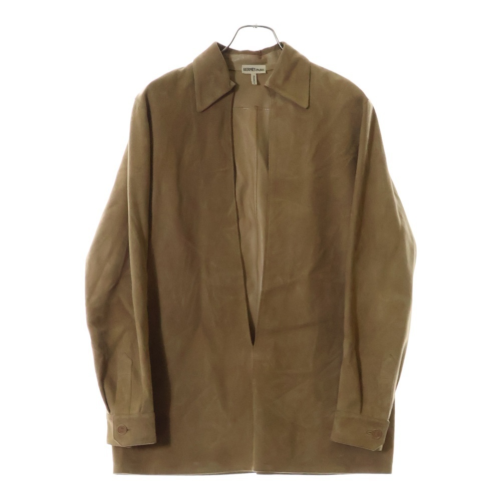 HERMES エルメス 99SS Archive Vareuse Lamb Suede マルジェラ期 ラムレザー ヴァルーズ プルオーバー シャツジャケット ベージュ拍卖