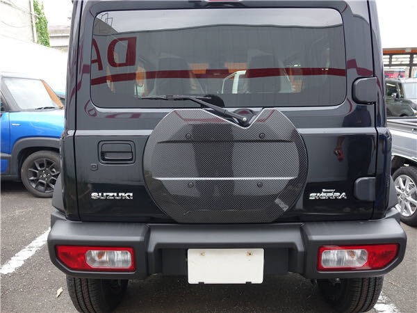 商品製造工場紹介動画付 現行ジムニー JB64系シエラ JB74系 背面レス 背面 スペアタイヤ無し用カバー光沢カーボンデザイン 3枚ステッカー拍卖