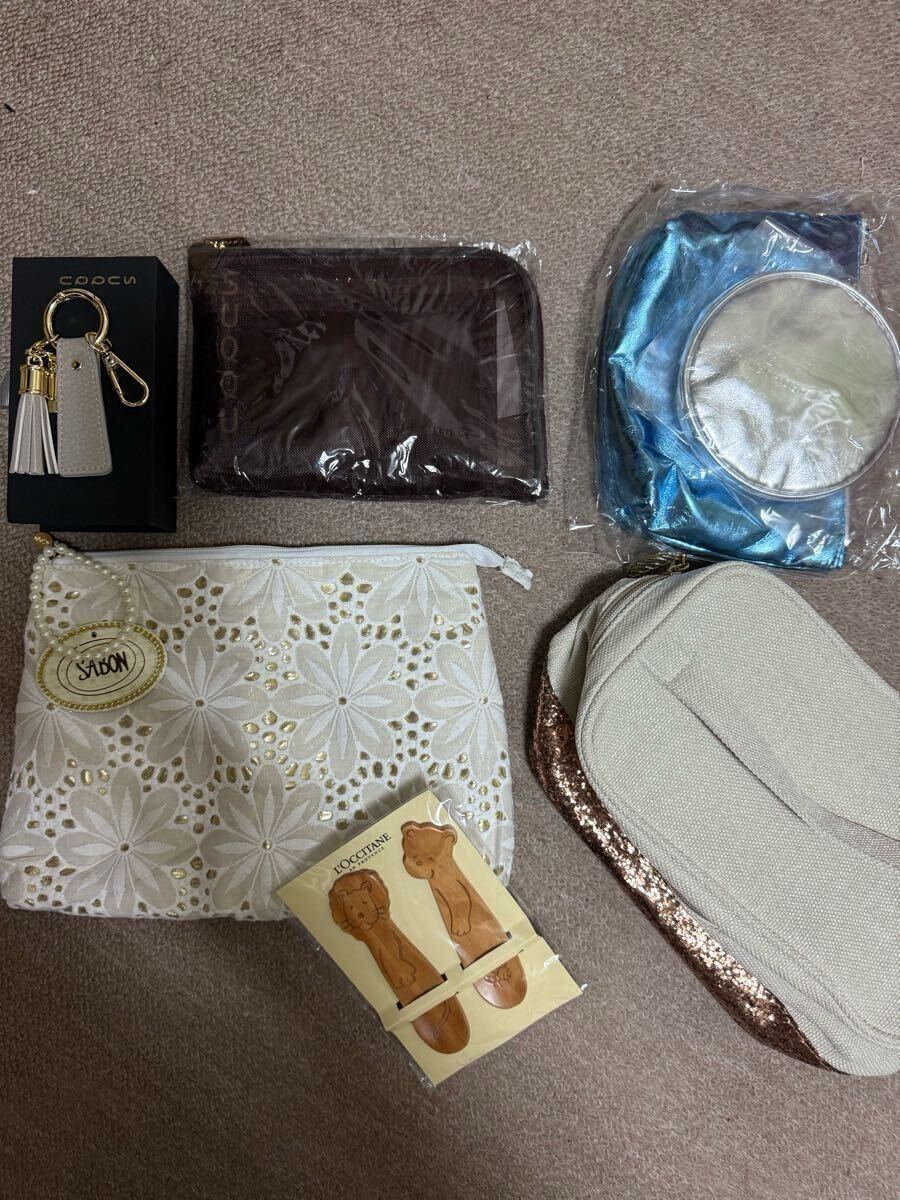 非売品 デパコス ノベルティ 特典 セット ポーチ チャーム バニティバック SUQQU RMK CLARINS L'OCCITANE SABON拍卖