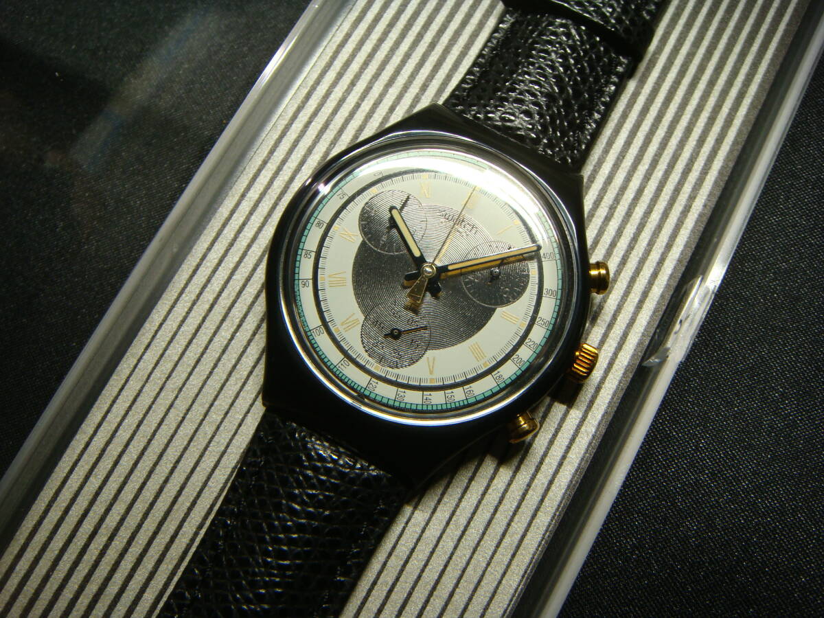 ビンテージ Swatch 腕時計 スウォッチ 未使用 稼働品 クロノグラフ ブラックベルト拍卖