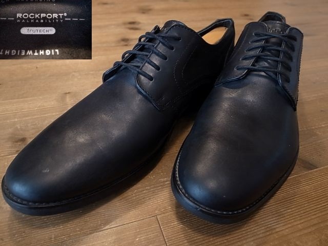 美品 ROCKPORT ロックポート 革靴 黒 プレイントゥ レザーシューズ USA仕入 サイズ US12M 約30㎝拍卖