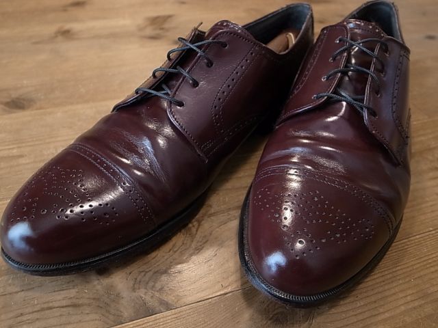 BOSTONIAN ボストニアン 革靴 茶 メダリオン パンチドキャップトゥ ストレートチップ レザーシューズ USA仕入 サイズ 111/2M 約29.5㎝拍卖