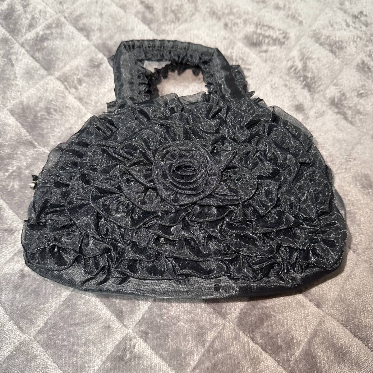 【未使用品】 レディース ハンドバッグ ブラック 花柄レース フォーマル お出かけ拍卖