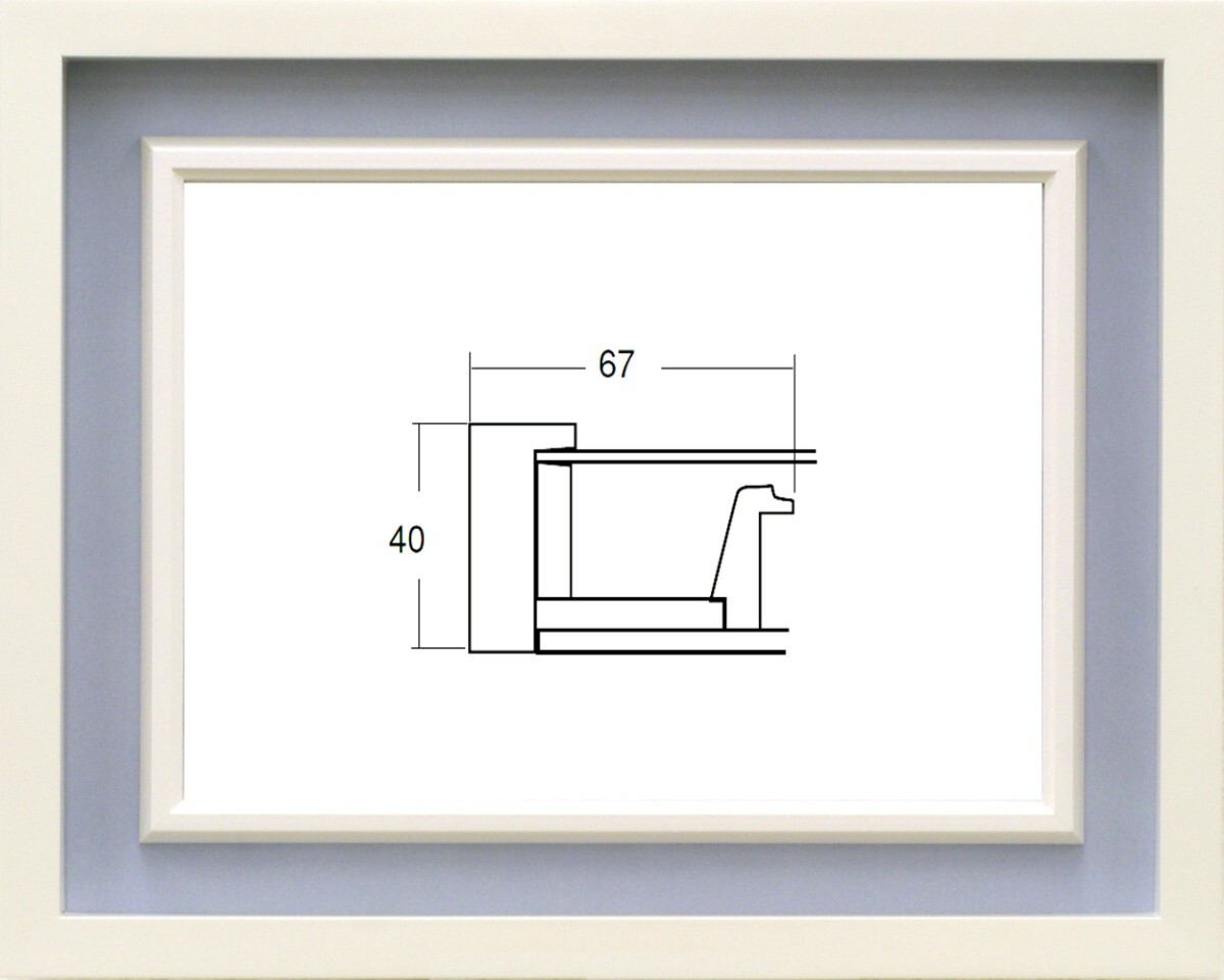 額縁 油絵/油彩額縁 木製フレーム アクリル付 3441N サイズ SM ホワイト 白拍卖