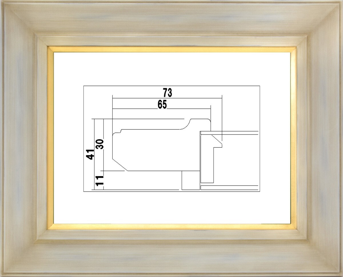 額縁 油絵/油彩額縁 樹脂製フレーム アクリル付 7744 サイズ F8号 アンティークアイボリー拍卖