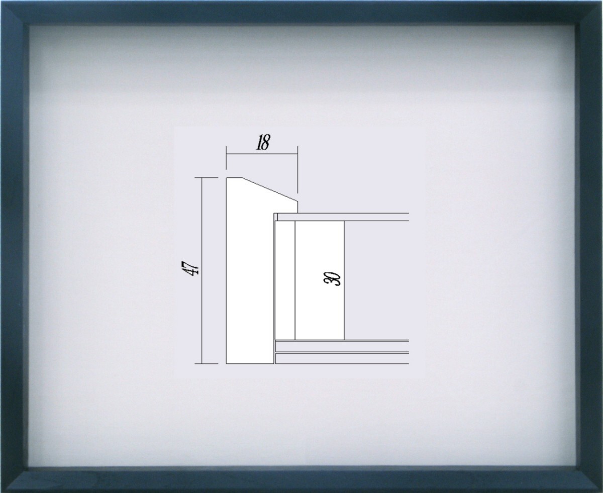 額縁 油絵/油彩額縁 木製フレーム UVカットアクリル付 3486 サイズ F4号 ブラック拍卖