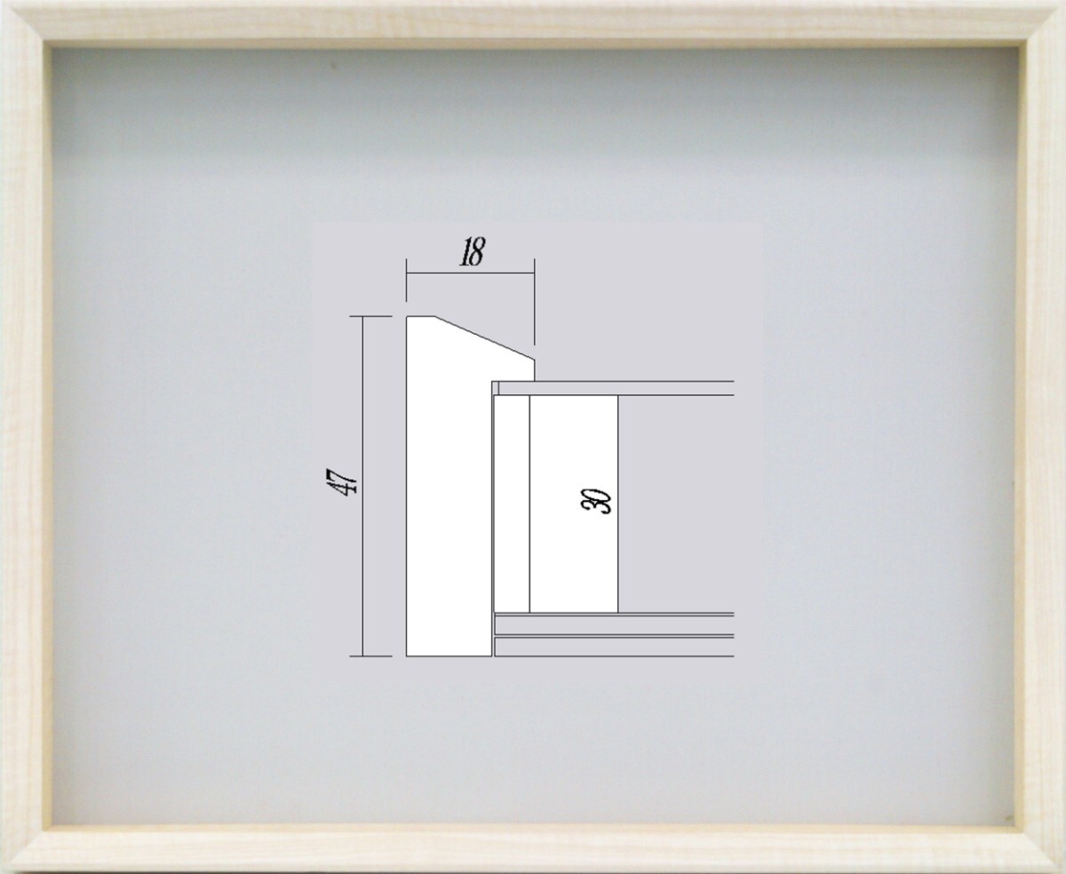 額縁 油絵/油彩額縁 木製フレーム UVカットアクリル付 3486 サイズ SM 白木地拍卖