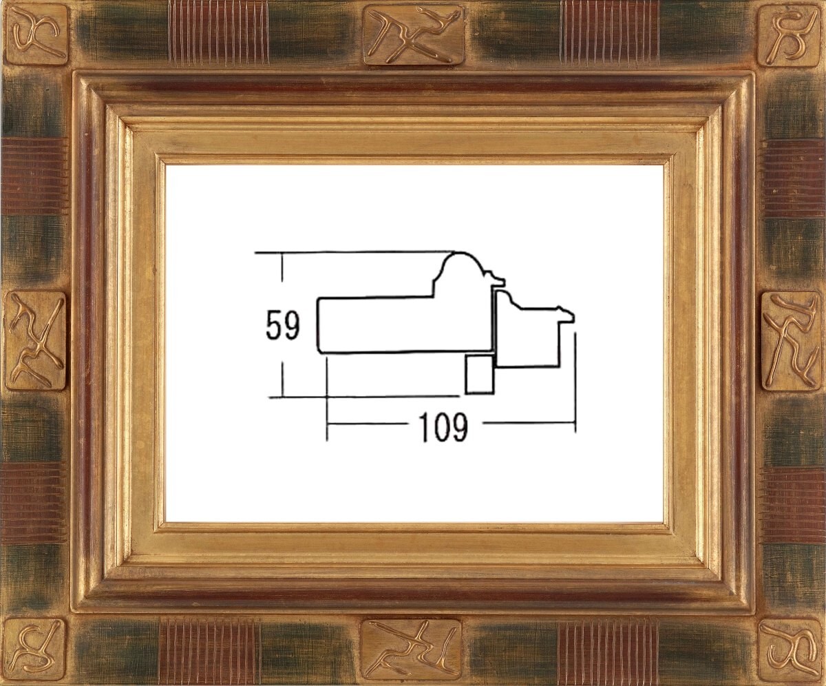 額縁 油絵/油彩額縁 木製フレーム 手作り ハンドメイド UVカットアクリル付 6231 サイズ F3号 ゴールド拍卖