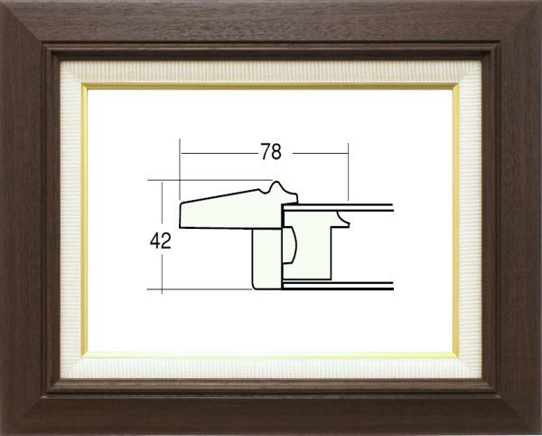 油絵/油彩額縁 木製フレーム 3427 ガラス付 サイズ P8号 ブラウン拍卖