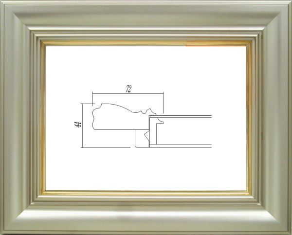 油絵/油彩額縁 樹脂製フレーム 3476 UVカットUVカットアクリル付 サイズ P30号 パールゴールド 金拍卖