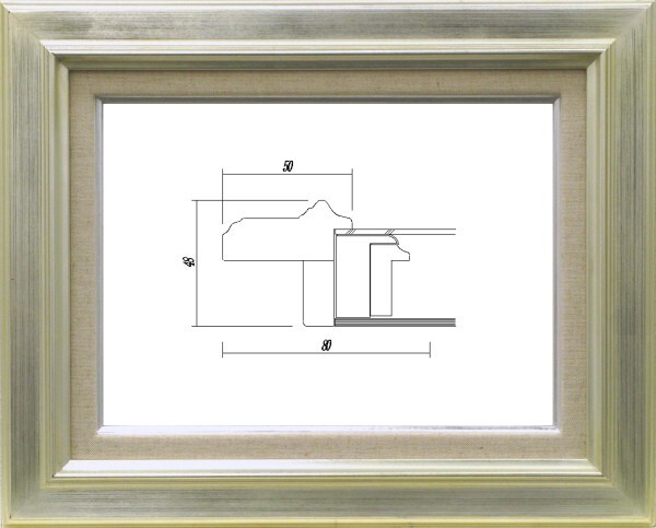 油絵/油彩額縁 木製フレーム UVカットアクリル付 7711 サイズ M20号 シルバー 銀拍卖