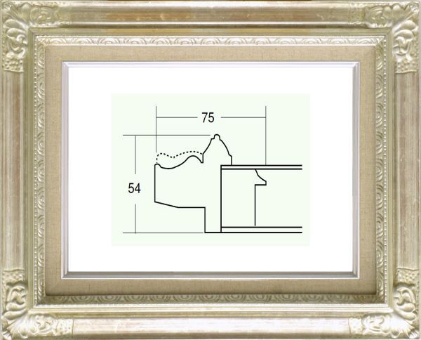 額縁 油絵/油彩額縁 成型フレーム アクリル付 8904 F20号 シルバー 銀拍卖