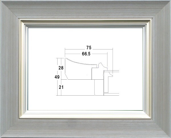 額縁 油絵/油彩額縁 木製フレーム UVカットアクリル付 3484N サイズ SM 銀ねず拍卖