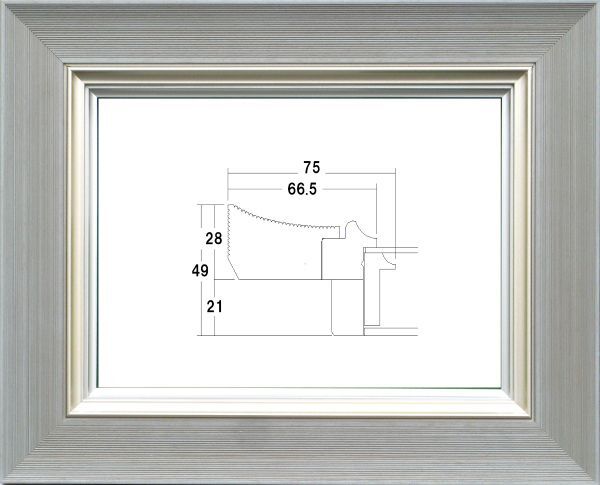 額縁 油絵/油彩額縁 木製フレーム UVカットアクリル付 3484N サイズ F6号 銀ねず シルバー グレー拍卖