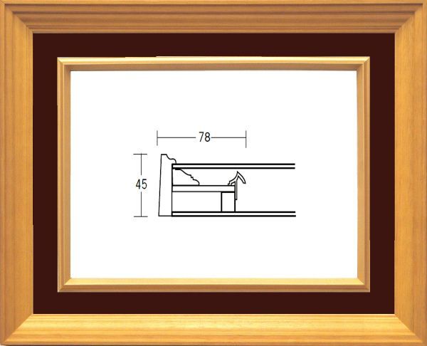 額縁 油絵/油彩額縁 木製フレーム 3017 ガラス付 サイズ F0号 エンジ拍卖