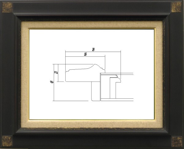 額縁 油絵/油彩額縁 木製フレーム アクリル付 7722 サイズ F15号 鉄黒 ブラック拍卖