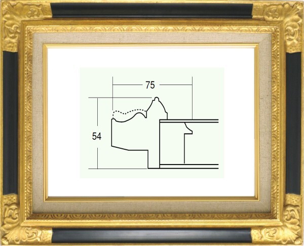 額縁 油絵/油彩額縁 成型フレーム 8904 F6号 ゴールド/紺 金拍卖