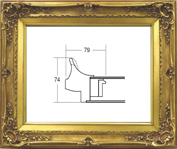 額縁 油絵/油彩額縁 成型フレーム アクリル付 7812 サイズ F3号 アンティークゴールド 金拍卖