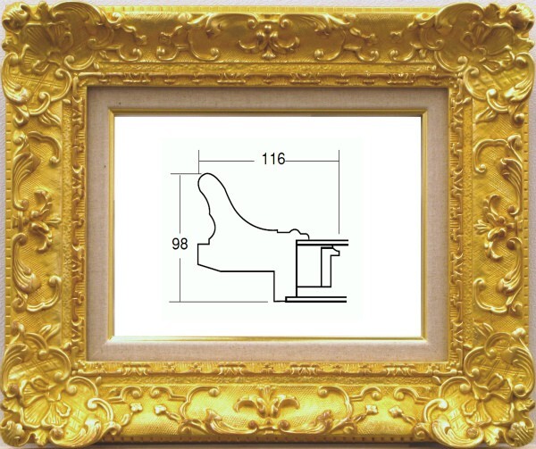 額縁 油絵/油彩額縁 成型フレーム アクリル付 7842 F12号 ゴールド 金拍卖