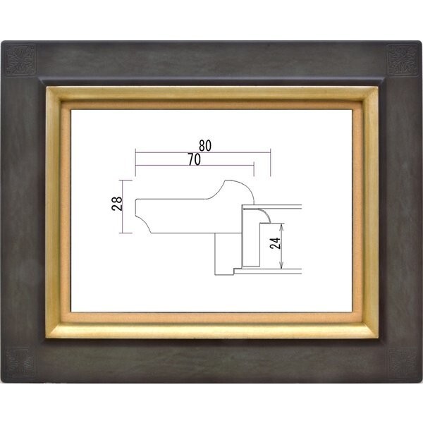 額縁 油絵/油彩額縁 木製フレーム 高級額縁 アクリル付 7103 サイズ F8号 アッシュグレー拍卖