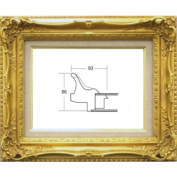 額縁 油絵/油彩額縁 木製フレーム 成型フレーム アクリル付 7840 サイズ F4号 ゴールド 金拍卖