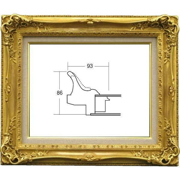 油絵/油彩額縁 木製フレーム 成型フレーム アクリル付 7840 サイズ F12号 ダークゴールド 金拍卖