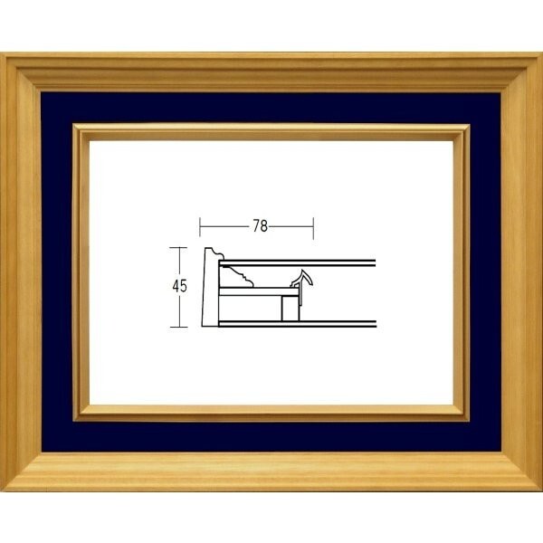 額縁 油絵/油彩額縁 木製フレーム 3017 ガラス付 サイズ F8号 紺 ネイビー拍卖