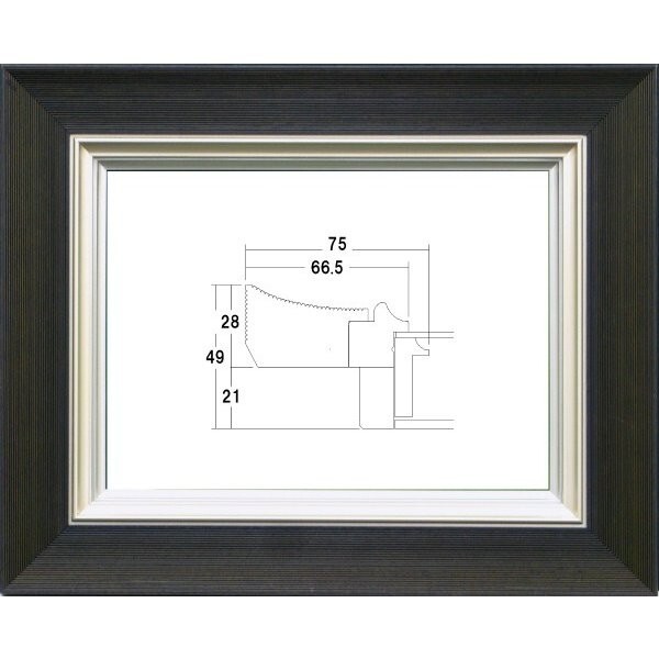 額縁 油絵/油彩額縁 木製フレーム UVカットアクリル付 3484N サイズ F3号 墨 ブラック拍卖